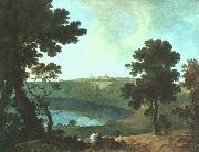 Richard  Wilson Lake Albano and Castel Gandolfo oil on canvas